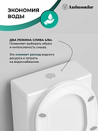 Ambassador Унитаз компакт Ritz белый с сиденьем микролифт – фотография-8